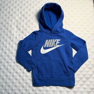 Nike Youth Logo Fleece Pullover Hoodie Sweatshirt Blue Gray White Size XS 4